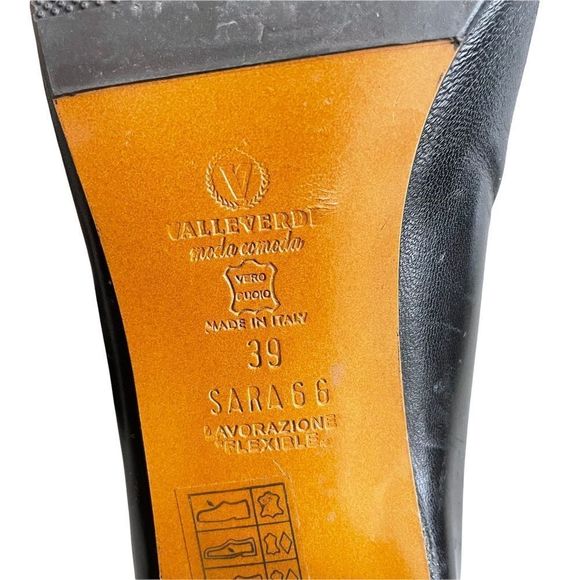 Valleverde Italy Ballet Style Slip On Pumps Heels Shoes Block Heels Black 39 - Picture 11 of 11